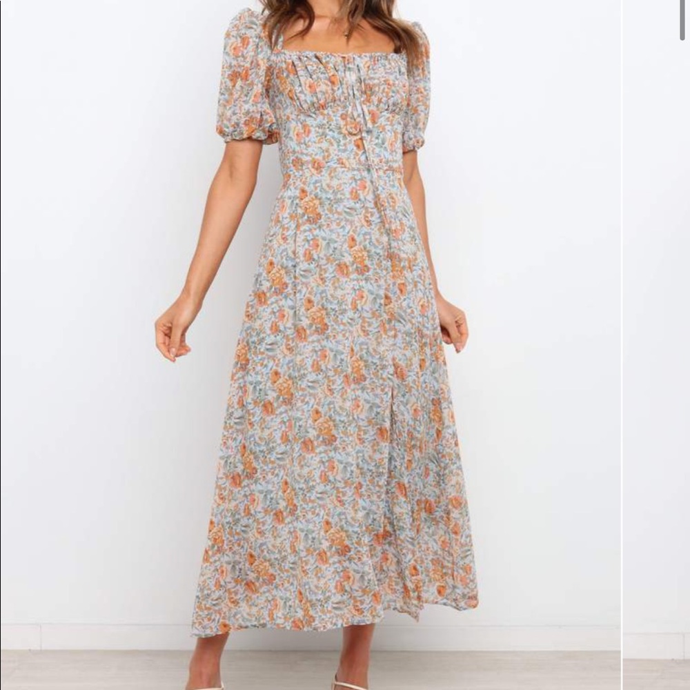 gelasius blue midi dress from petal and pup